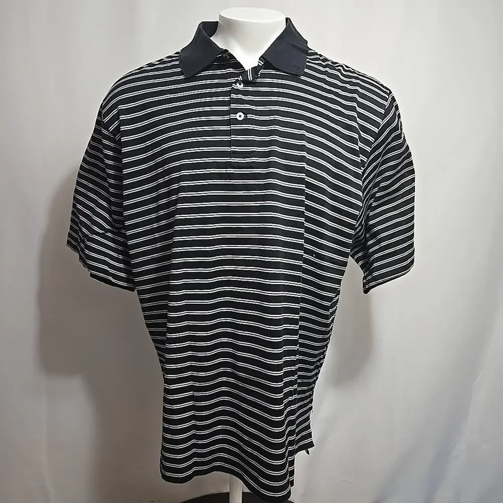 Polo Golf Ralph Lauren Polo Shirt Mens XL Black Striped 100% Pima Cotton